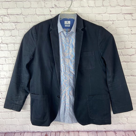 Ryan Seacrest Men's Gray w/ Blue Dots Long Sleeve Shirt. Sz: 17 - 34/35 - Picture 9 of 10